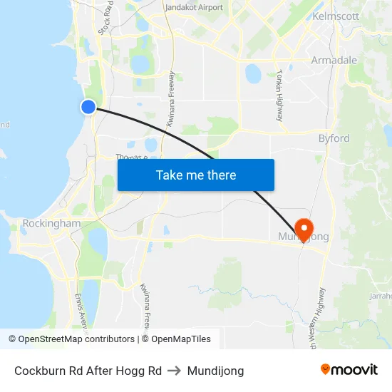 Cockburn Rd After Hogg Rd to Mundijong map
