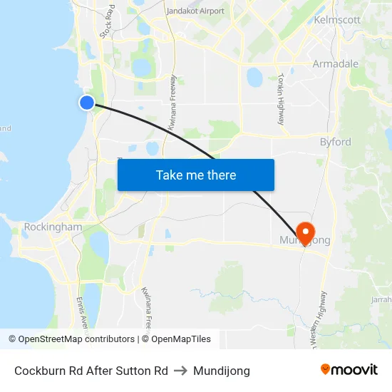 Cockburn Rd After Sutton Rd to Mundijong map