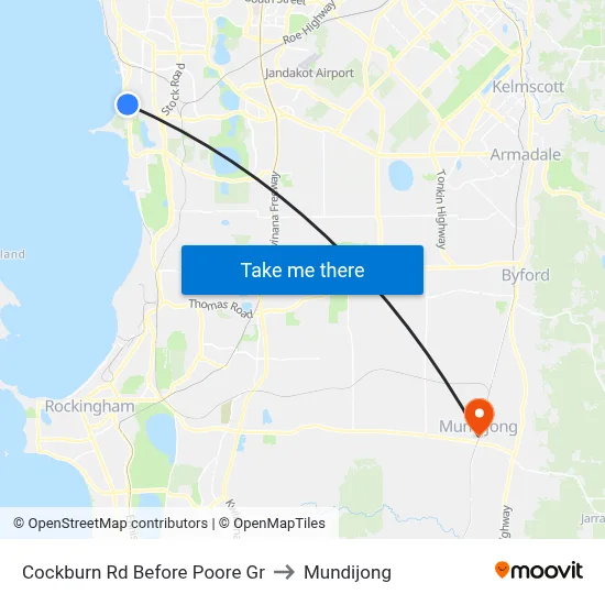 Cockburn Rd Before Poore Gr to Mundijong map
