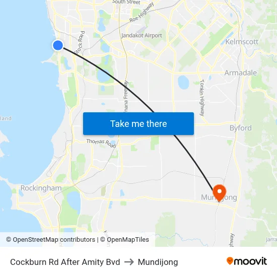 Cockburn Rd After Amity Bvd to Mundijong map
