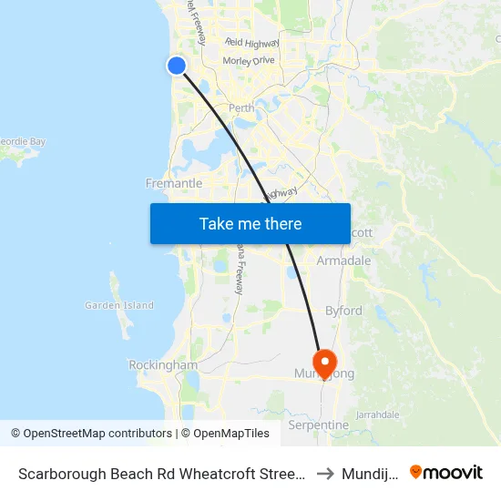 Scarborough Beach Rd Wheatcroft Street Cat Id 18 to Mundijong map
