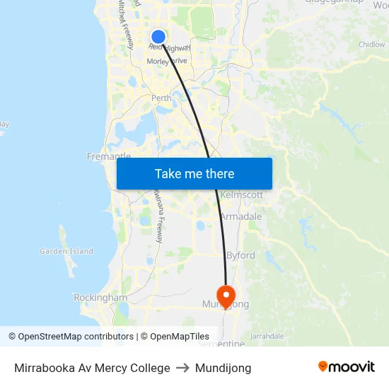 Mirrabooka Av Mercy College to Mundijong map
