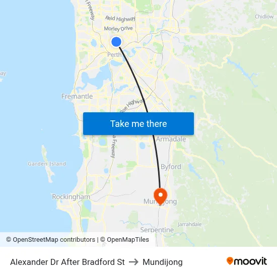 Alexander Dr After Bradford St to Mundijong map