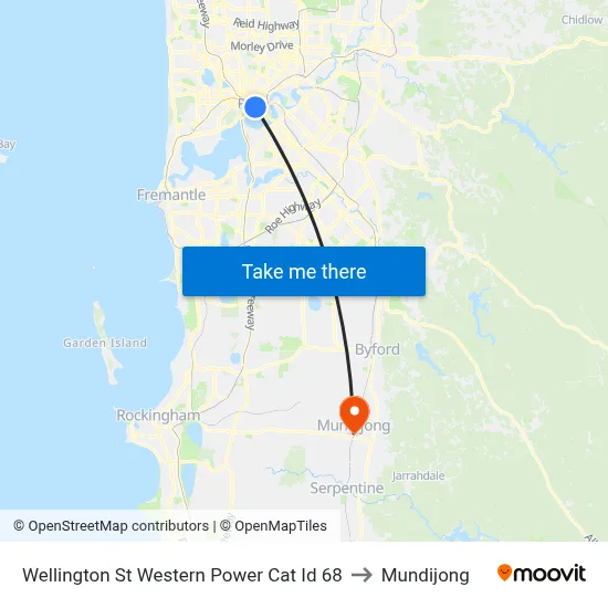 Wellington St Western Power Cat Id 68 to Mundijong map
