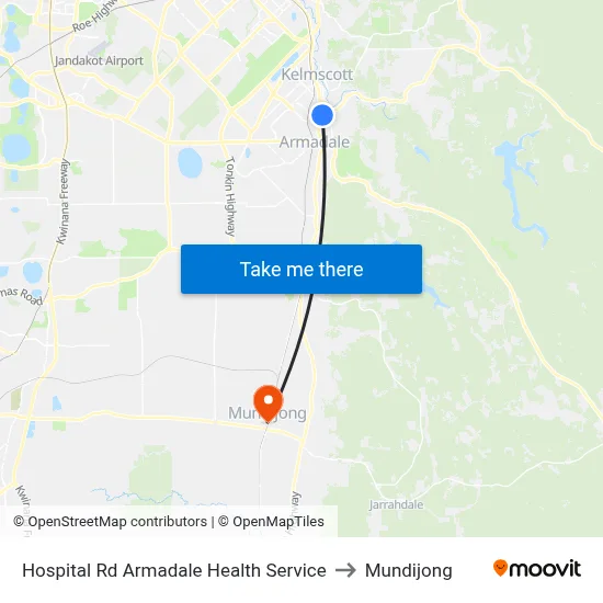 Hospital Rd Armadale Health Service to Mundijong map