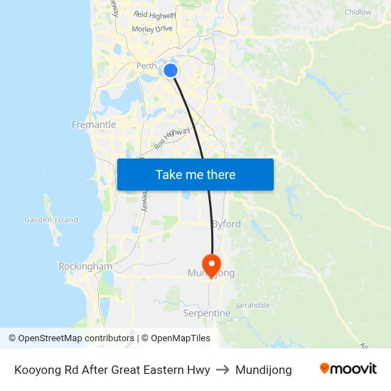 Kooyong Rd After Great Eastern Hwy to Mundijong map