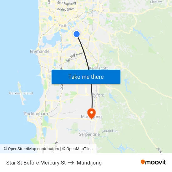 Star St Before Mercury St to Mundijong map