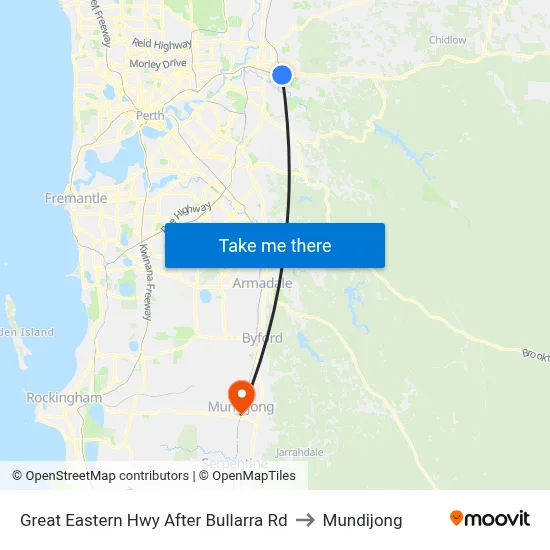 Great Eastern Hwy After Bullarra Rd to Mundijong map