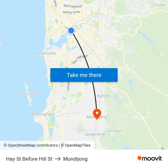 Hay St Before Hill St to Mundijong map