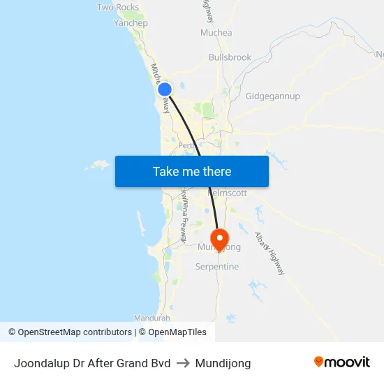 Joondalup Dr After Grand Bvd to Mundijong map