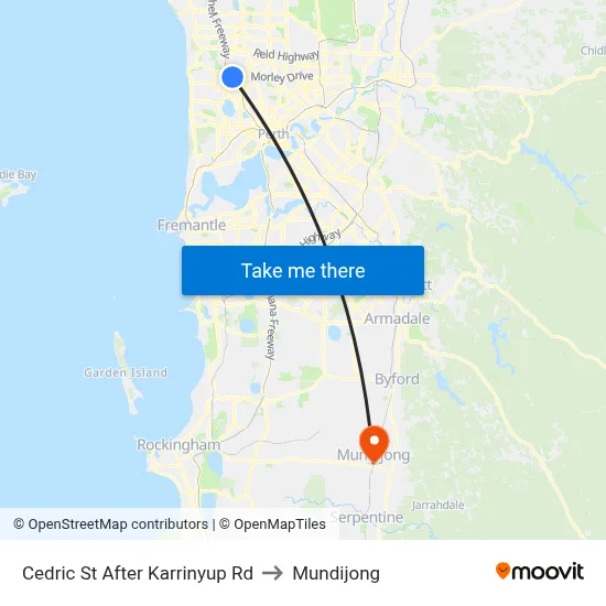 Cedric St After Karrinyup Rd to Mundijong map