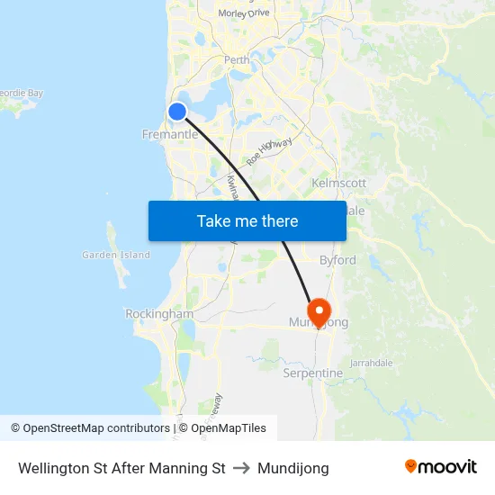 Wellington St After Manning St to Mundijong map