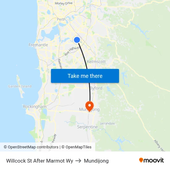 Willcock St After Marmot Wy to Mundijong map