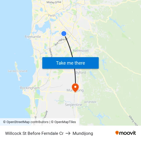 Willcock St Before Ferndale Cr to Mundijong map