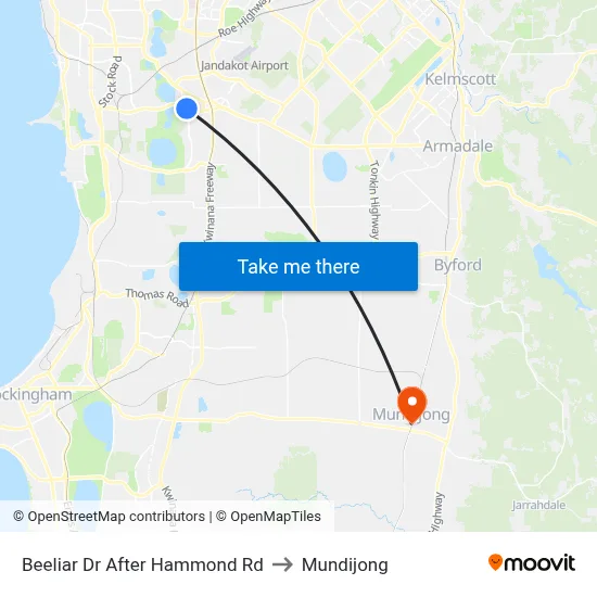Beeliar Dr After Hammond Rd to Mundijong map
