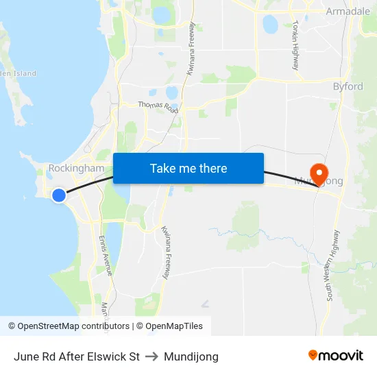 June Rd After Elswick St to Mundijong map