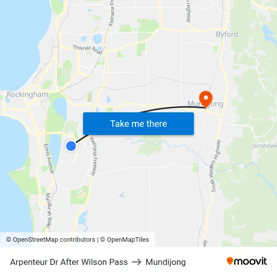 Arpenteur Dr After Wilson Pass to Mundijong map