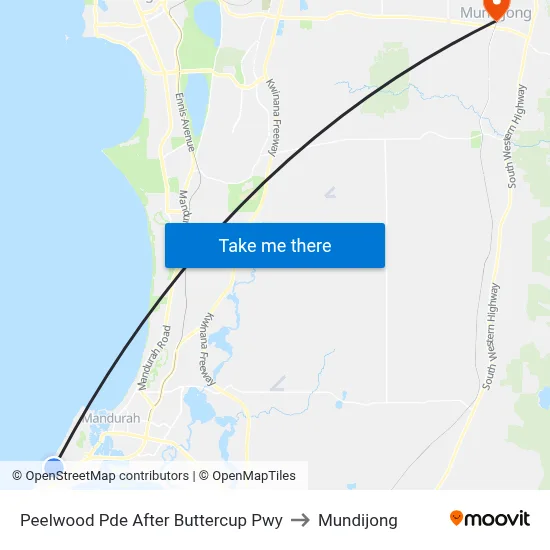 Peelwood Pde After Buttercup Pwy to Mundijong map