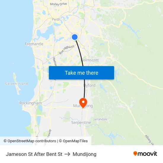 Jameson St After Bent St to Mundijong map