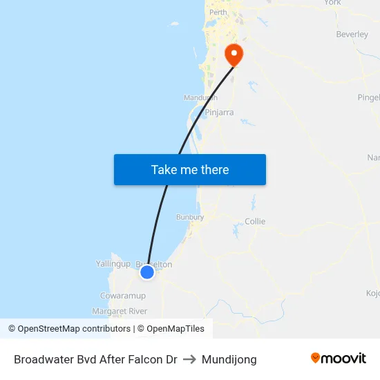 Broadwater Bvd After Falcon Dr to Mundijong map