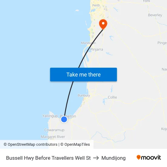 Bussell Hwy Before Travellers Well St to Mundijong map