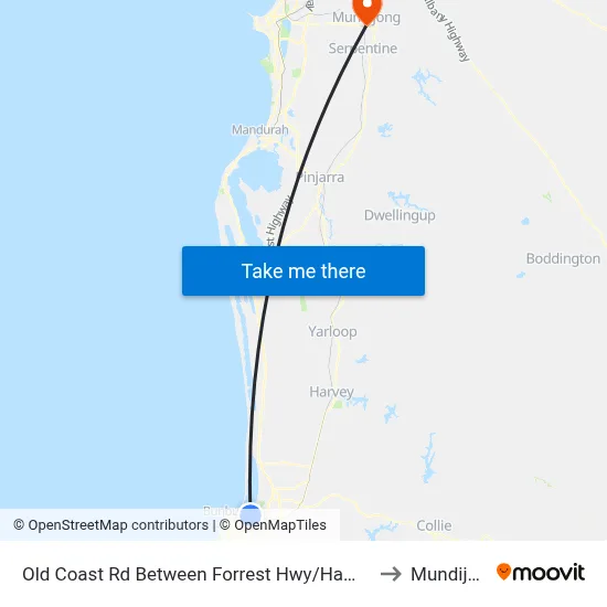 Old Coast Rd Between Forrest Hwy/Hamilton Rd to Mundijong map