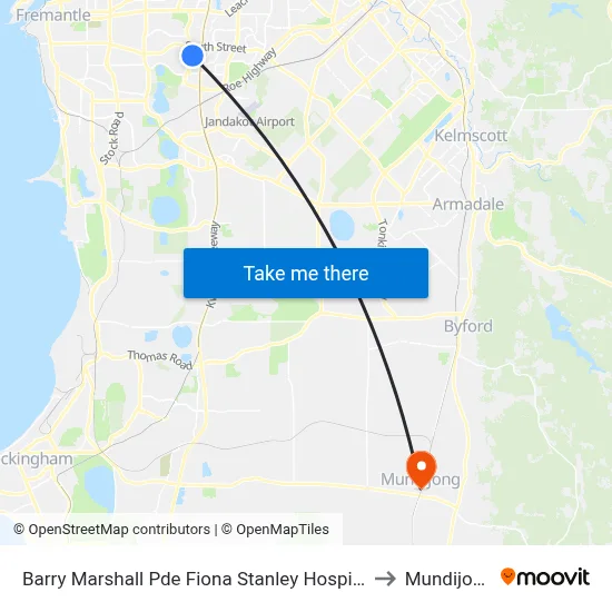Barry Marshall Pde Fiona Stanley Hospital to Mundijong map