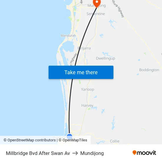 Millbridge Bvd After Swan Av to Mundijong map