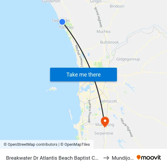 Breakwater Dr Atlantis Beach Baptist College to Mundijong map