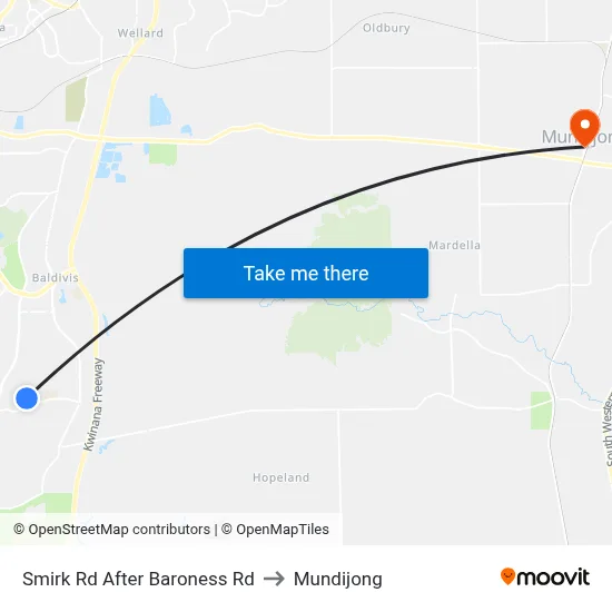 Smirk Rd After Baroness Rd to Mundijong map
