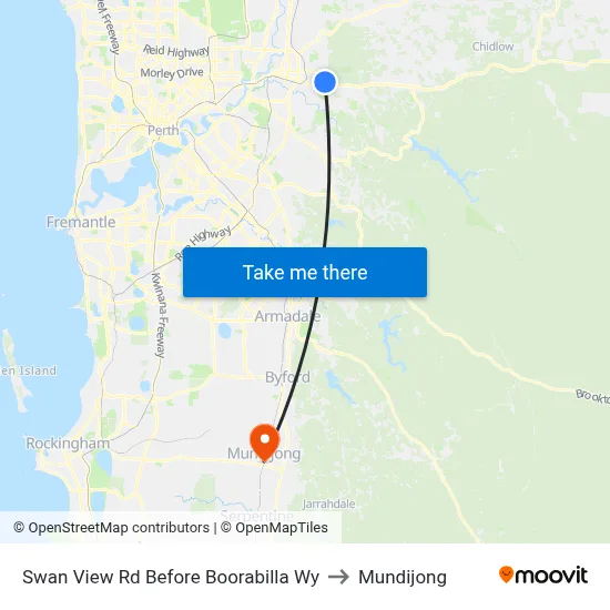 Swan View Rd Before Boorabilla Wy to Mundijong map