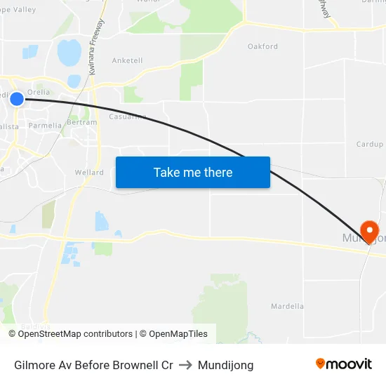 Gilmore Av Before Brownell Cr to Mundijong map
