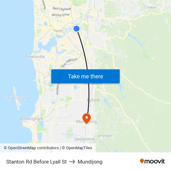Stanton Rd Before Lyall St to Mundijong map