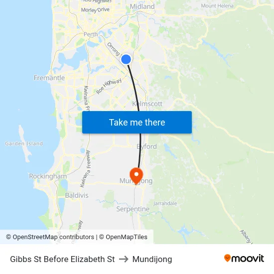 Gibbs St Before Elizabeth St to Mundijong map