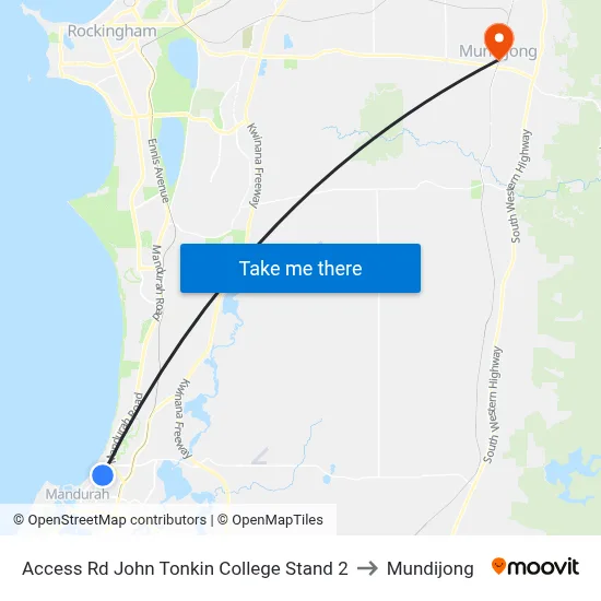 Access Rd John Tonkin College Stand 2 to Mundijong map