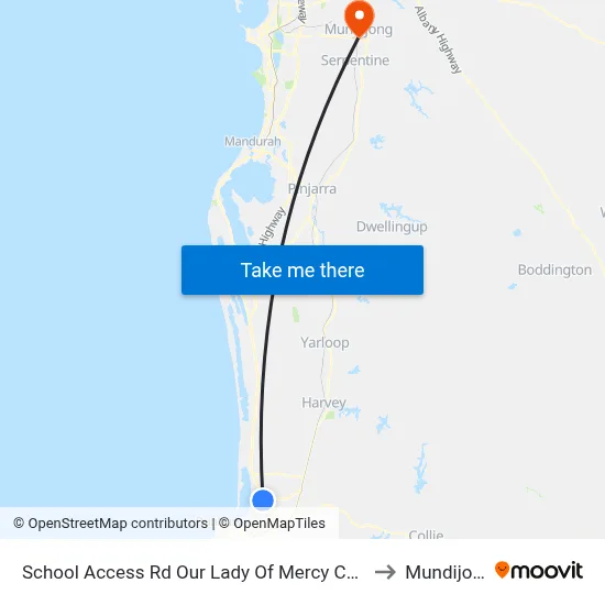 School Access Rd Our Lady Of Mercy College to Mundijong map