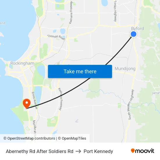 Abernethy Rd After Soldiers Rd to Port Kennedy map