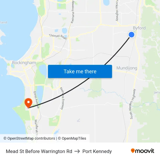 Mead St Before Warrington Rd to Port Kennedy map