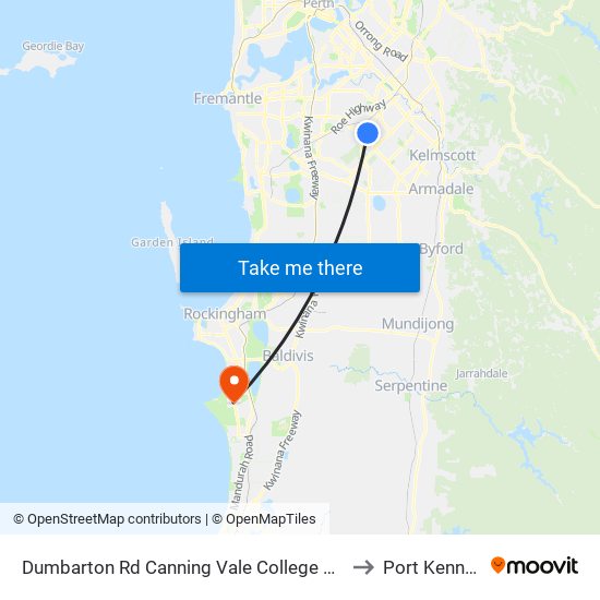 Dumbarton Rd Canning Vale College Stand 1 to Port Kennedy map