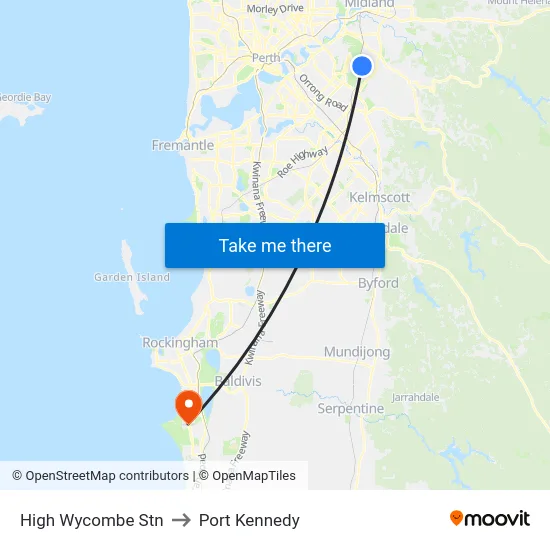 High Wycombe Stn to Port Kennedy map