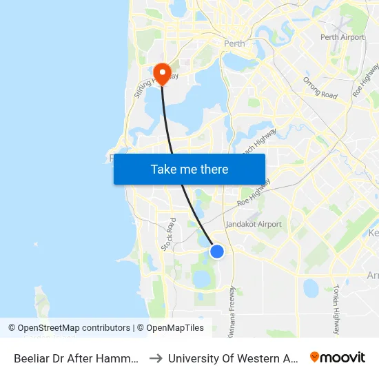 Beeliar Dr After Hammond Rd to University Of Western Australia map