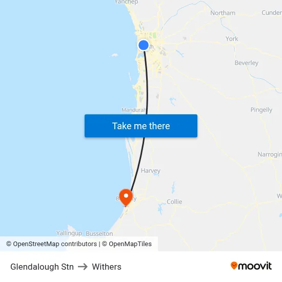 Glendalough Stn to Withers map