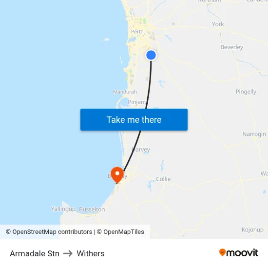 Armadale Stn to Withers map