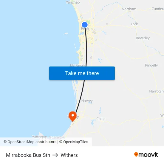 Mirrabooka Bus Stn to Withers map