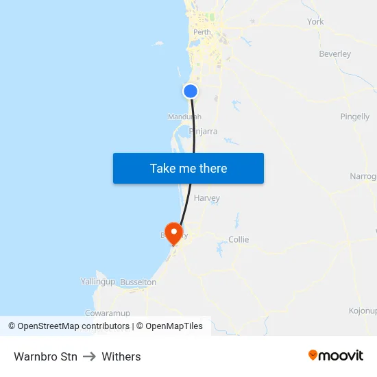 Warnbro Stn to Withers map