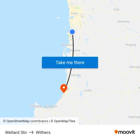 Wellard Stn to Withers map