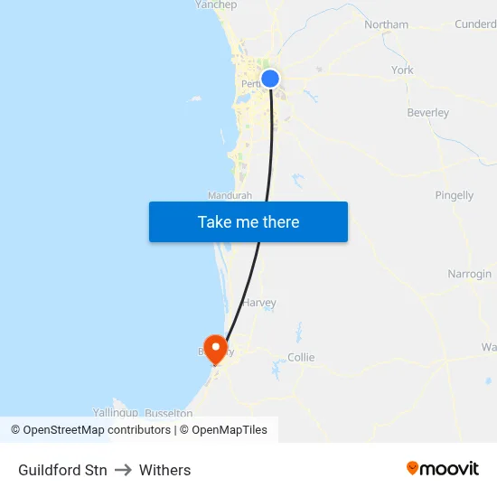 Guildford Stn to Withers map