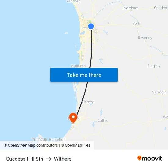 Success Hill Stn to Withers map
