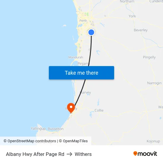 Albany Hwy After Page Rd to Withers map