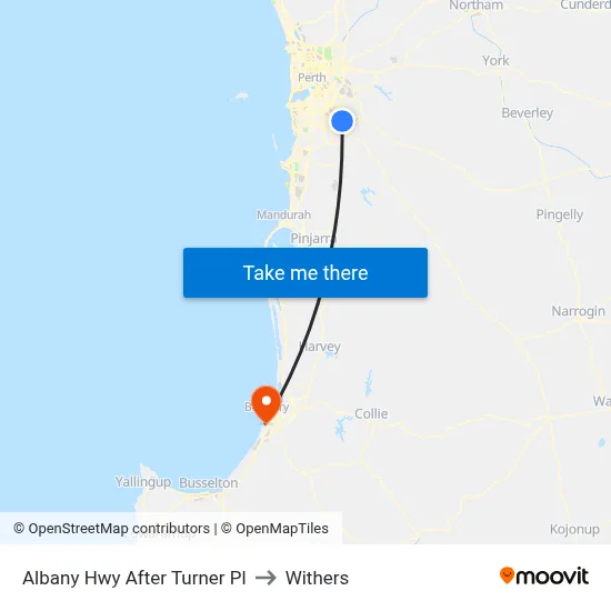 Albany Hwy After Turner Pl to Withers map